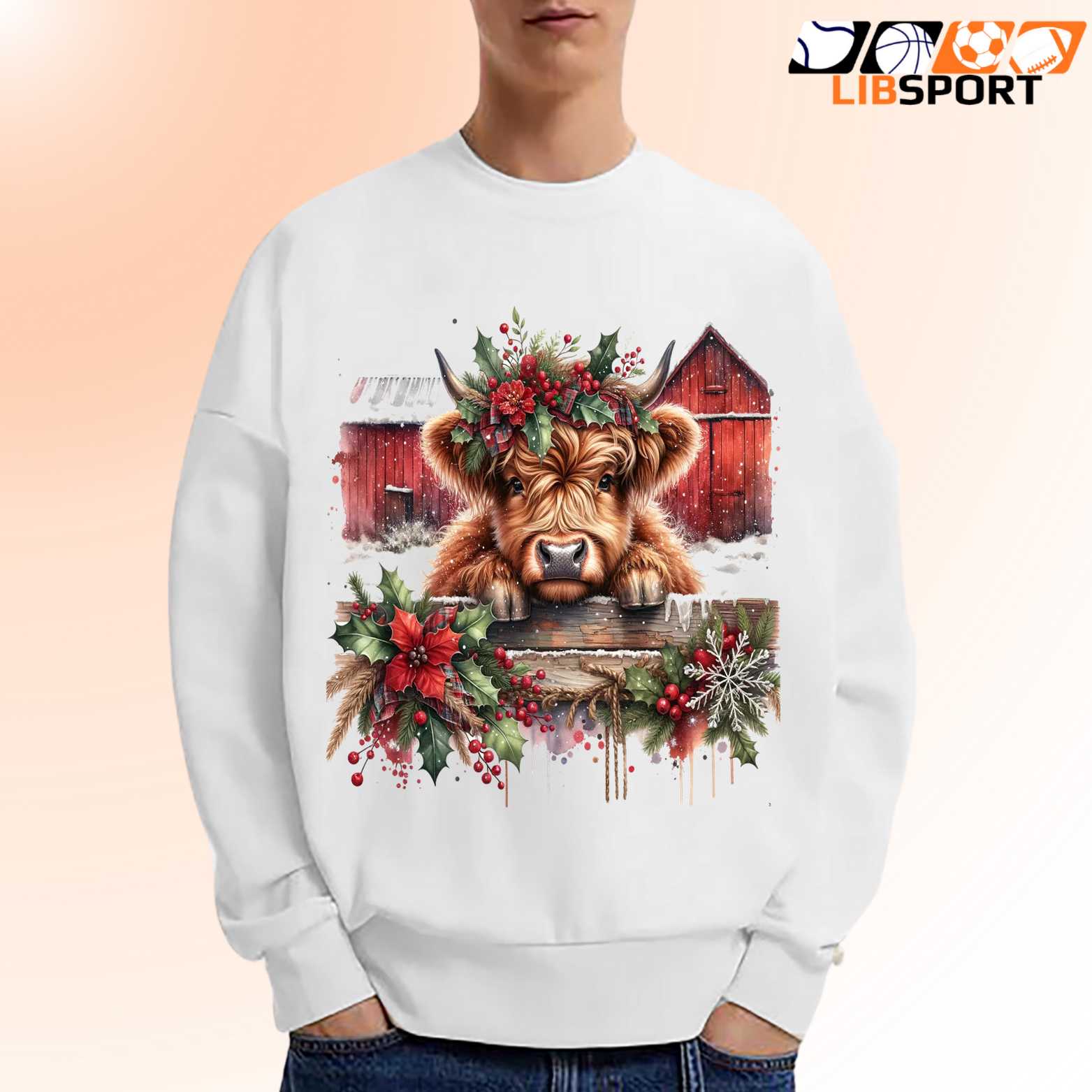 Highland Cow Christmas Shirt, Watercolor Cozy Holiday Winter Tee, Unisex T-Shirt